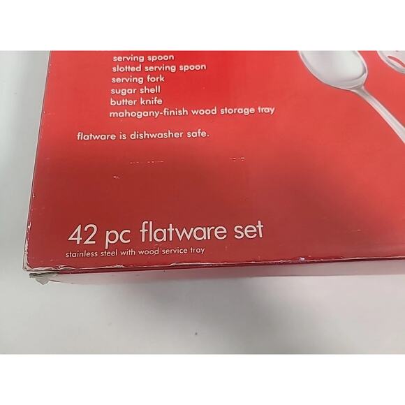 Stainless Steel Flatware 42p Service For 6 With Wooden Caddy New In Box - Picture 5 of 6